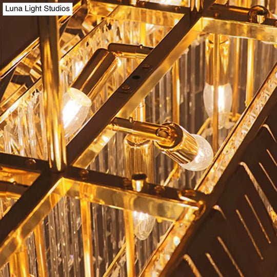 Crystal Led Linear Chandelier: Luxurious Gold Hanging Lamp For Living Room - 35.5/47 Long