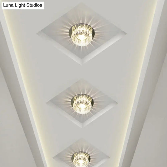 Crystal Led Mini Donut Ceiling Light: Modern Semi Flush Mounted Lamp (Warm/White/Multi Color) Clear