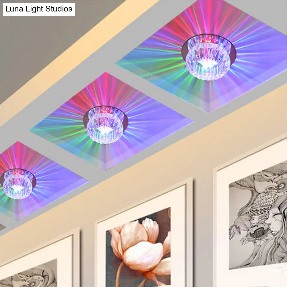 Crystal Led Mini Donut Ceiling Light: Modern Semi Flush Mounted Lamp (Warm/White/Multi Color)