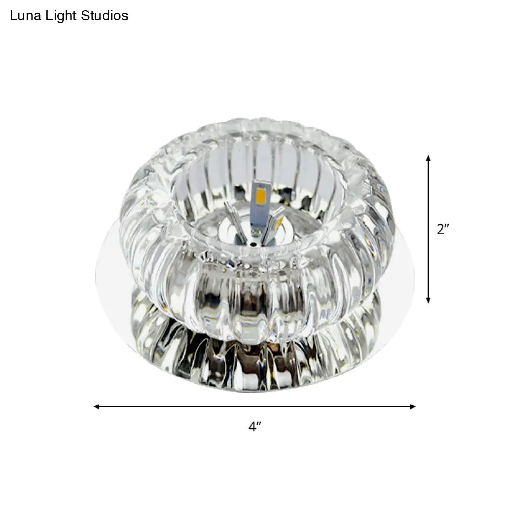 Crystal Led Mini Donut Ceiling Light: Modern Semi Flush Mounted Lamp (Warm/White/Multi Color)