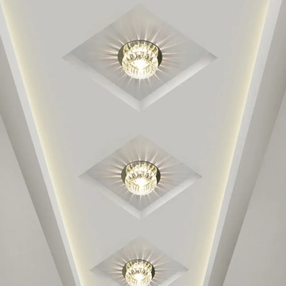 Crystal Led Mini Donut Ceiling Light: Modern Semi Flush Mounted Lamp (Warm/White/Multi Color) Clear