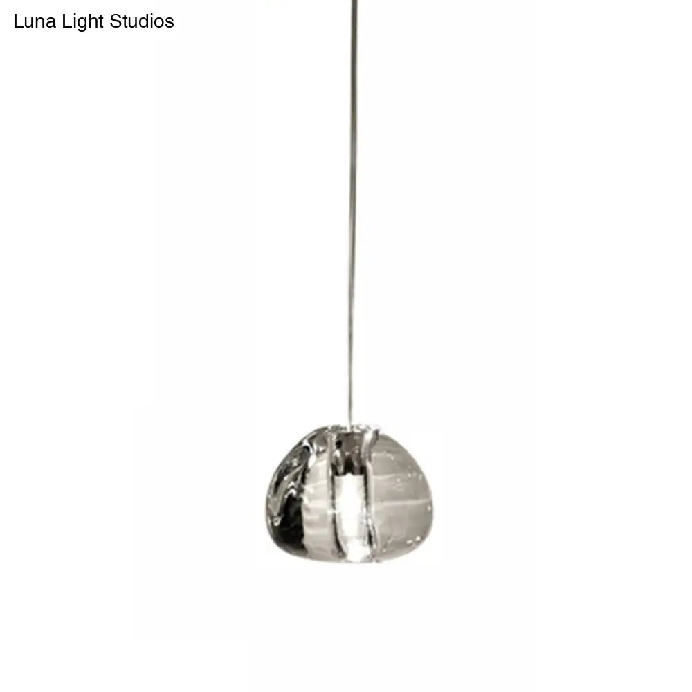 Chrome Led Staircase Pendant Light With Crystal Simplicity - Stone Shape Hanging Illumination 1 /