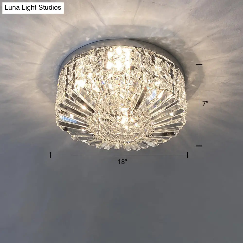 Crystal Loop Shaped Ceiling Light - Simple Style Flush Mount Fixture For Bedroom Silver / 18