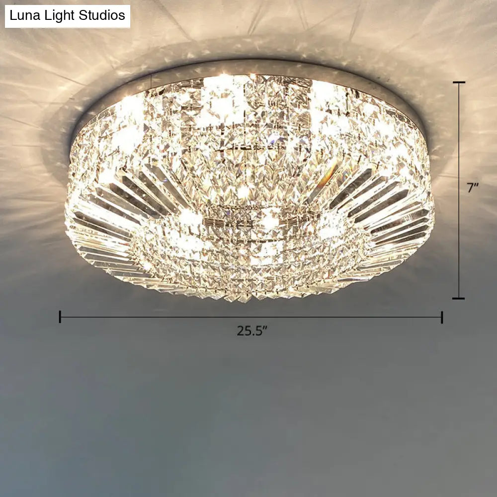 Crystal Loop Shaped Ceiling Light - Simple Style Flush Mount Fixture For Bedroom Silver / 25.5