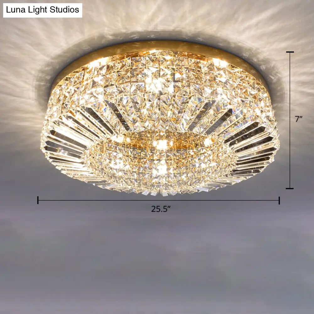 Crystal Loop Shaped Ceiling Light - Simple Style Flush Mount Fixture For Bedroom Gold / 25.5