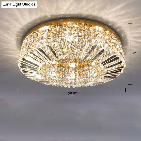 Crystal Loop Shaped Ceiling Light - Simple Style Flush Mount Fixture For Bedroom Gold / 25.5