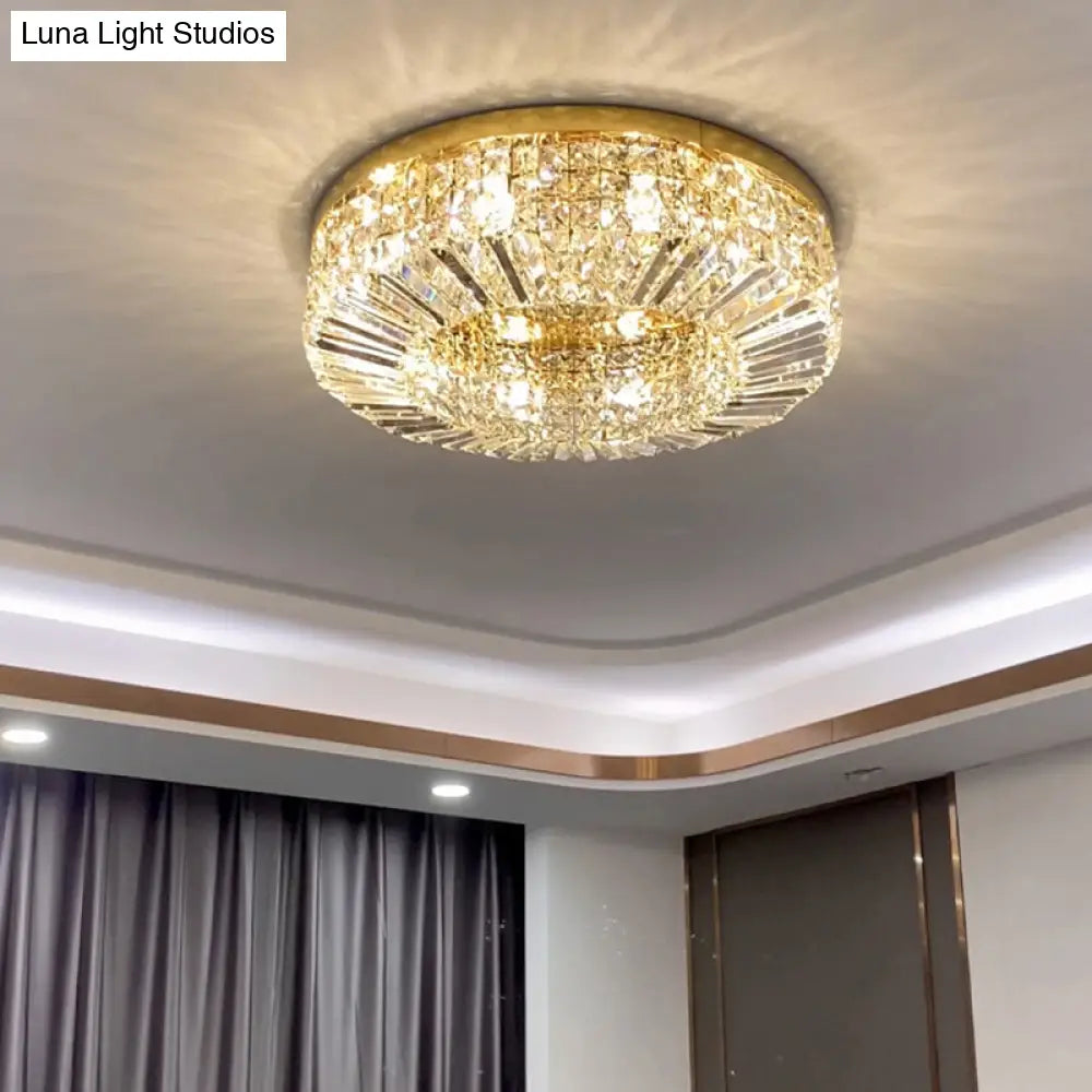 Crystal Loop Shaped Ceiling Light - Simple Style Flush Mount Fixture For Bedroom