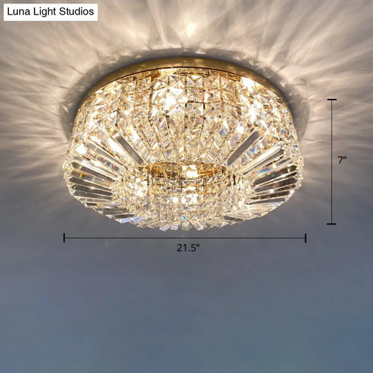 Crystal Loop Shaped Ceiling Light - Simple Style Flush Mount Fixture For Bedroom Gold / 21.5