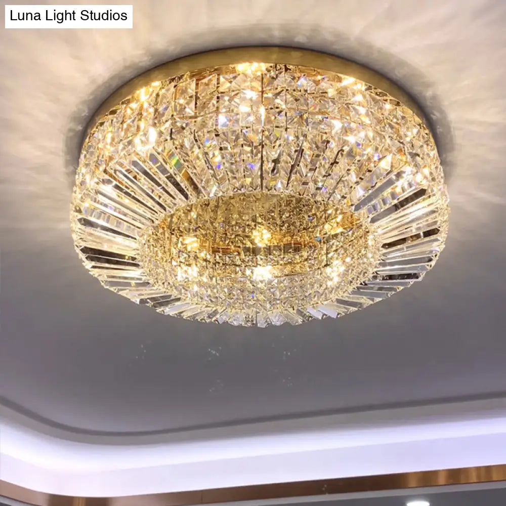 Crystal Loop Shaped Ceiling Light - Simple Style Flush Mount Fixture For Bedroom