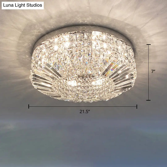 Crystal Loop Shaped Ceiling Light - Simple Style Flush Mount Fixture For Bedroom Silver / 21.5