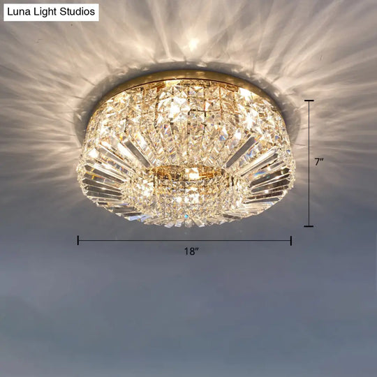 Crystal Loop Shaped Ceiling Light - Simple Style Flush Mount Fixture For Bedroom Gold / 18