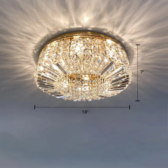 Crystal Loop Shaped Ceiling Light - Simple Style Flush Mount Fixture For Bedroom Gold / 18’