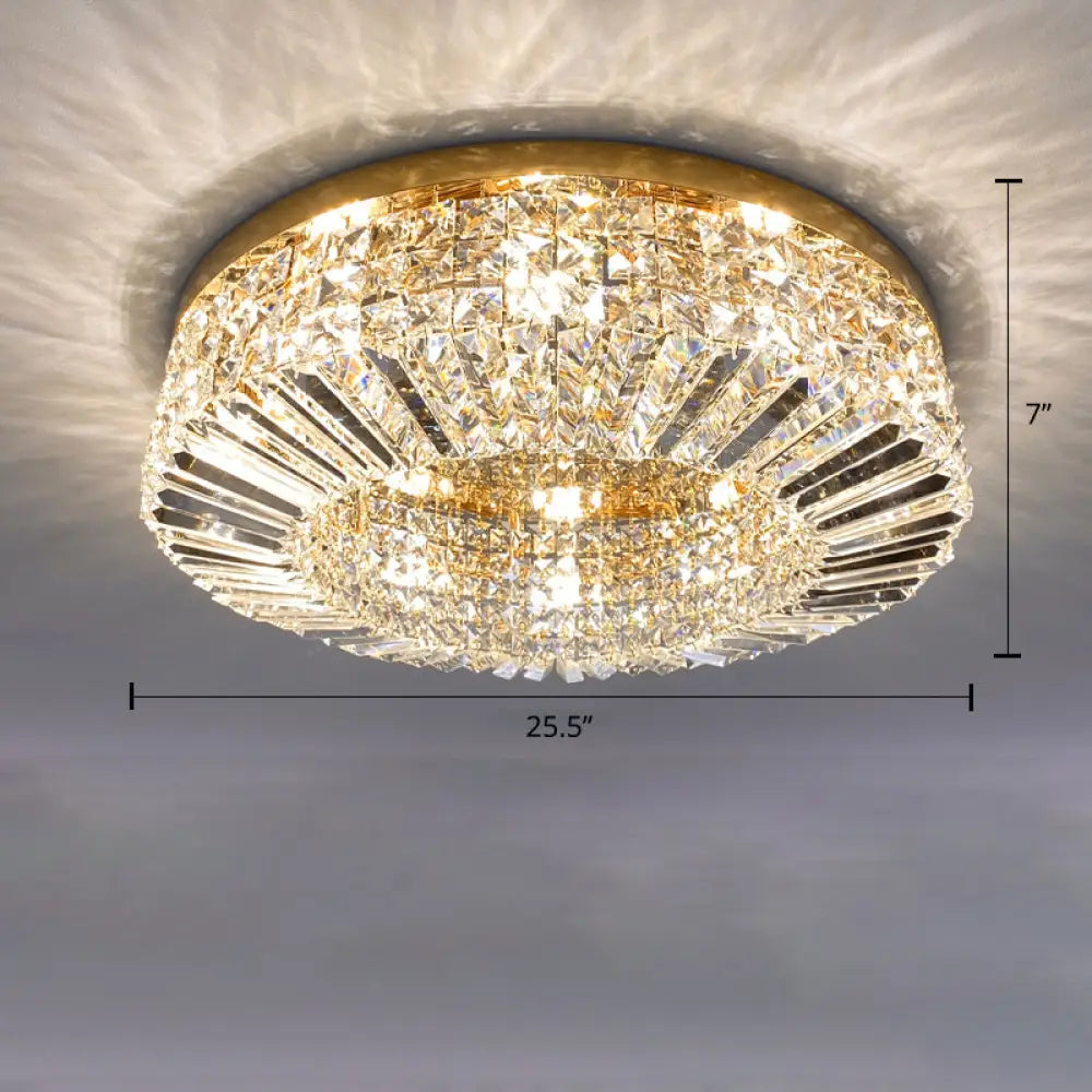 Crystal Loop Shaped Ceiling Light - Simple Style Flush Mount Fixture For Bedroom Gold / 25.5’