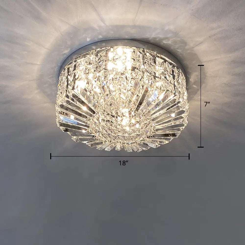 Crystal Loop Shaped Ceiling Light - Simple Style Flush Mount Fixture For Bedroom Silver / 18’