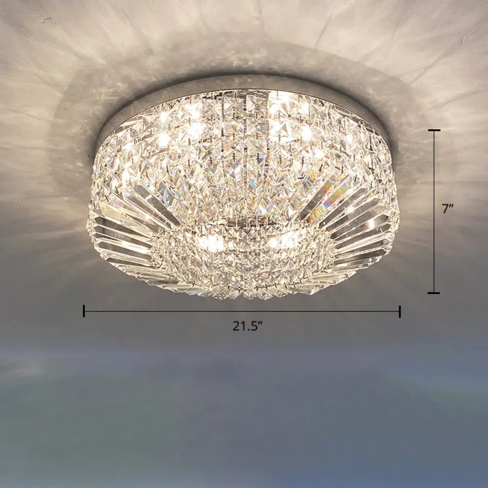 Crystal Loop Shaped Ceiling Light - Simple Style Flush Mount Fixture For Bedroom Silver / 21.5’