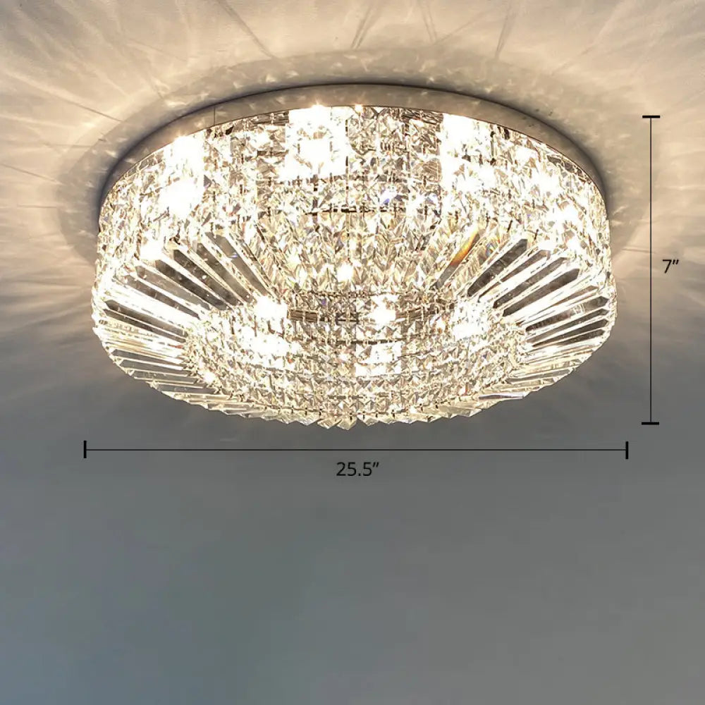 Crystal Loop Shaped Ceiling Light - Simple Style Flush Mount Fixture For Bedroom Silver / 25.5’