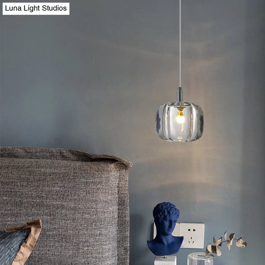 Crystal Melon Dining Room Pendant Light: Postmodern Minimalist Hanging Lamp Kit