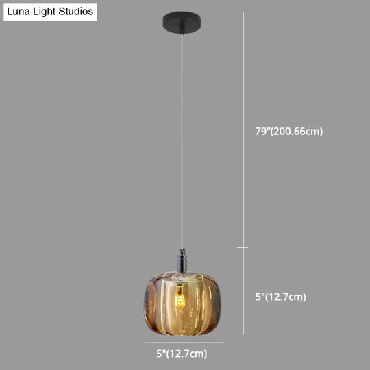 Crystal Melon Dining Room Pendant Light: Postmodern Minimalist Hanging Lamp Kit