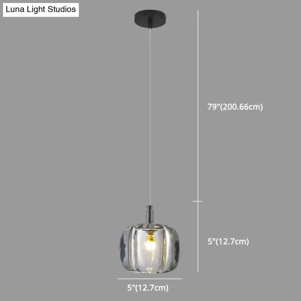 Crystal Melon Dining Room Pendant Light: Postmodern Minimalist Hanging Lamp Kit