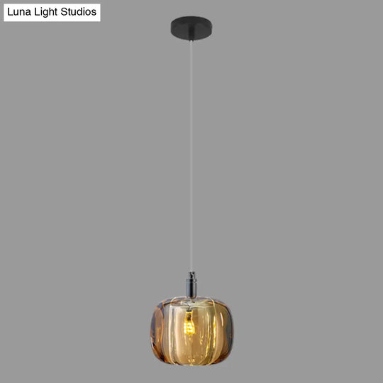 Crystal Melon Dining Room Pendant Light: Postmodern Minimalist Hanging Lamp Kit