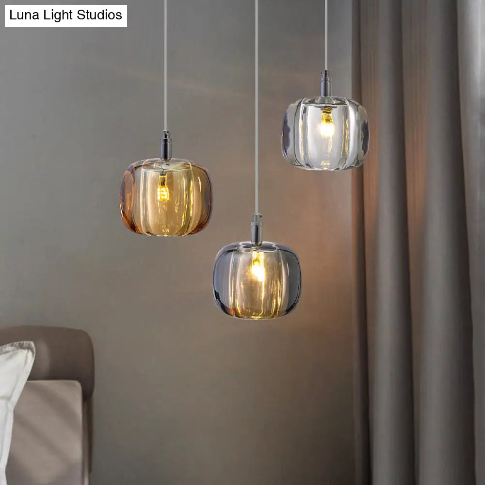 Crystal Melon Dining Room Pendant Light: Postmodern Minimalist Hanging Lamp Kit