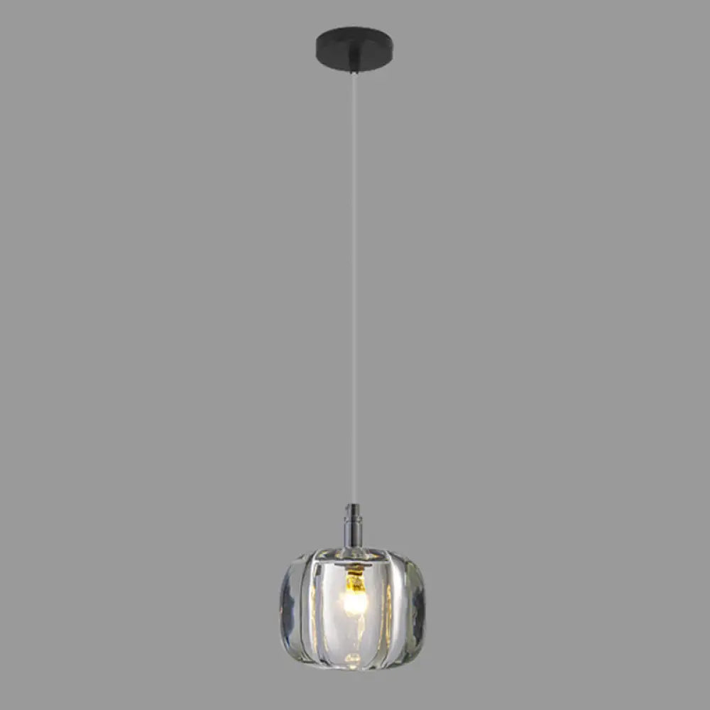 Crystal Melon Dining Room Pendant Light: Postmodern Minimalist Hanging Lamp Kit Clear / 4.5