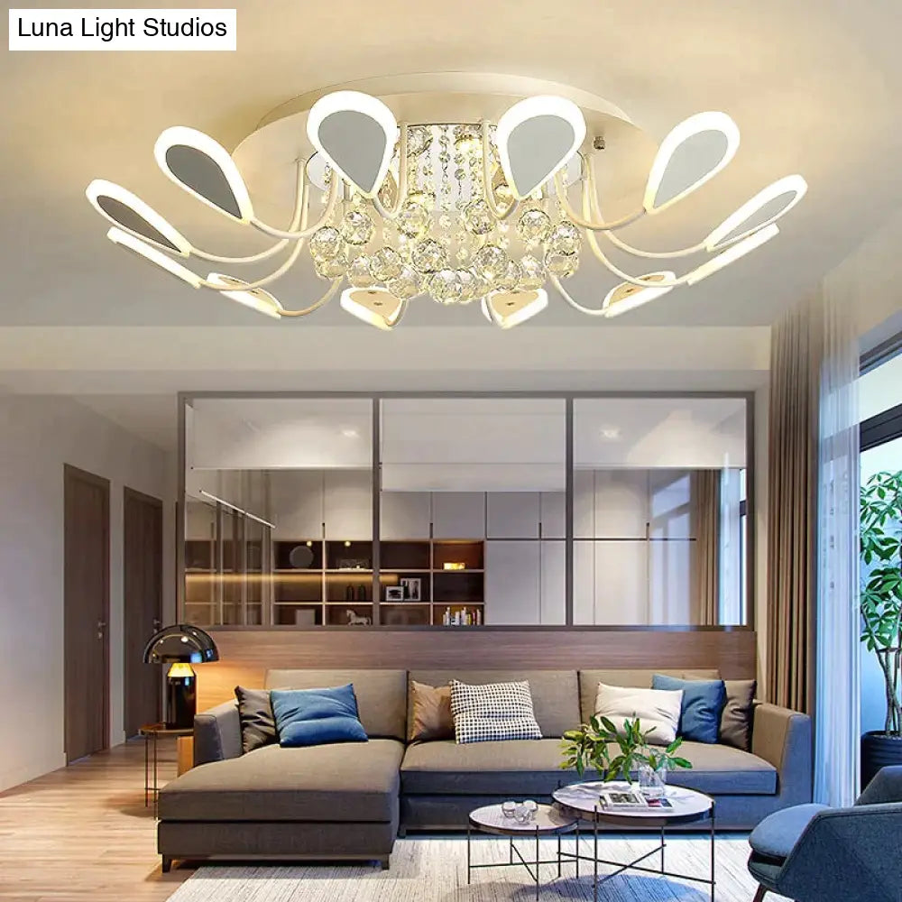 Crystal Modern Led Ceiling Lighst For Living Room Bedroom Study White/Black Color Lamp Plafond White