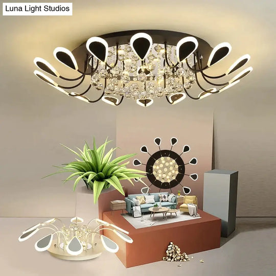 Crystal Modern Led Ceiling Lighst For Living Room Bedroom Study White/Black Color Lamp Plafond