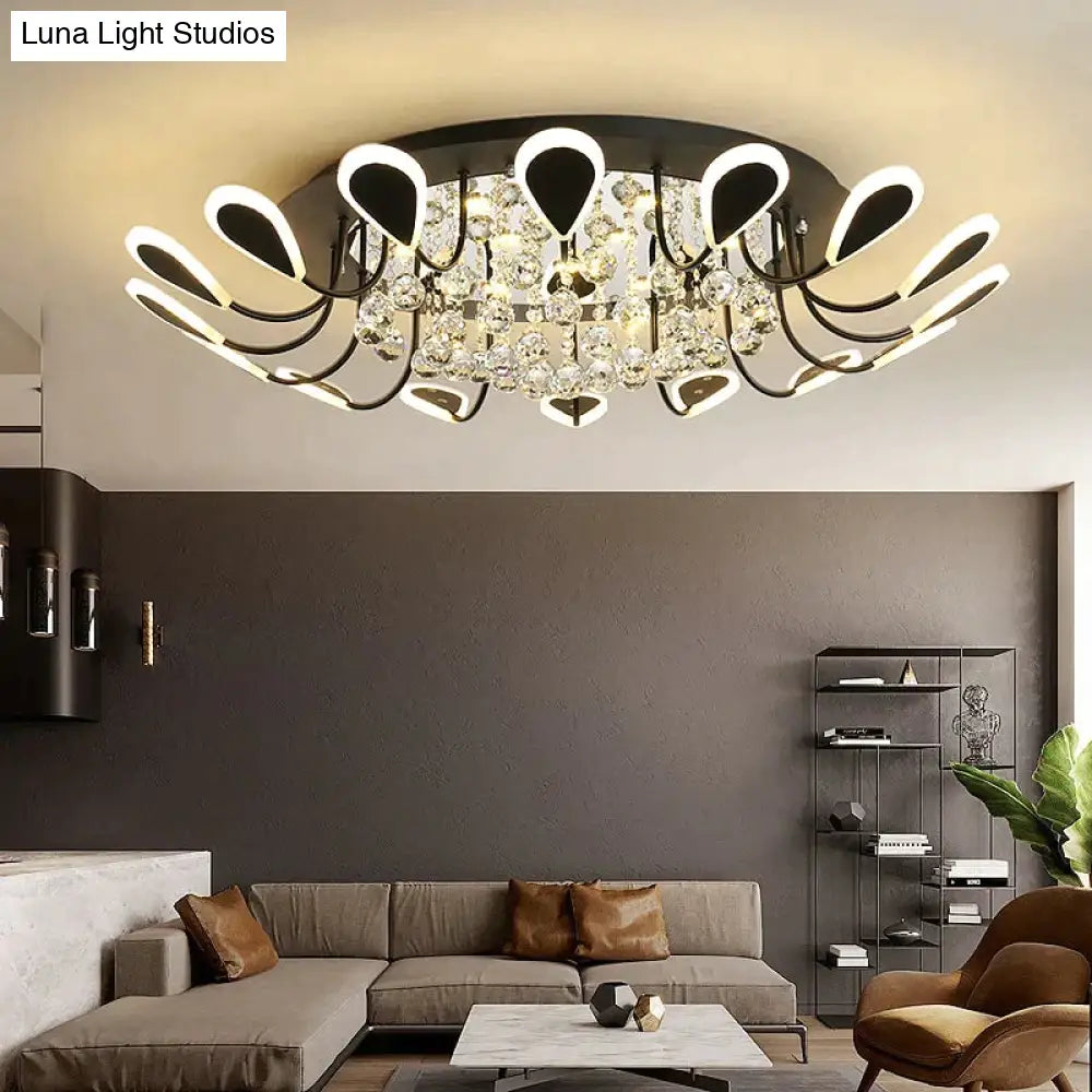 Crystal Modern Led Ceiling Lighst For Living Room Bedroom Study White/Black Color Lamp Plafond