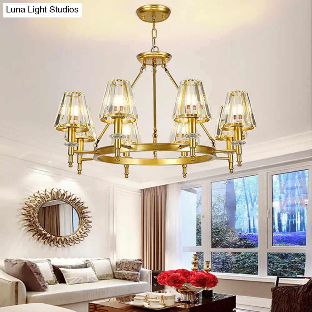 Crystal Pendant Chandelier With Farmhouse Charm And Hoop Design