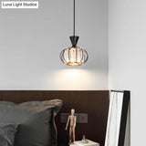 Crystal Prism Pendant Light With Modern Lantern Shade In Black/Gold For Bedroom