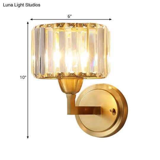 Crystal Prism Wall Lamp: Postmodern Brass Bedside Sconce