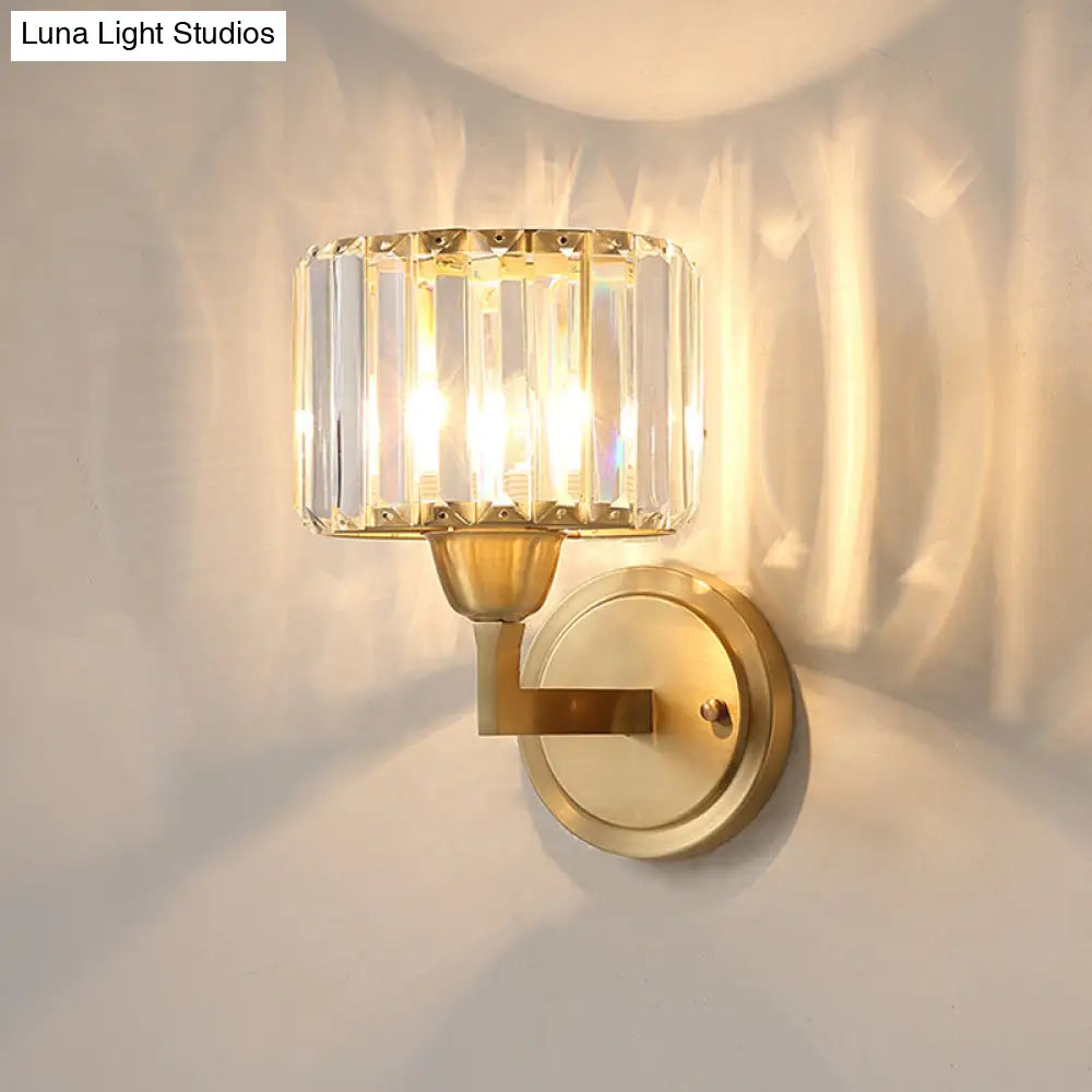 Crystal Prism Wall Lamp: Postmodern Brass Bedside Sconce