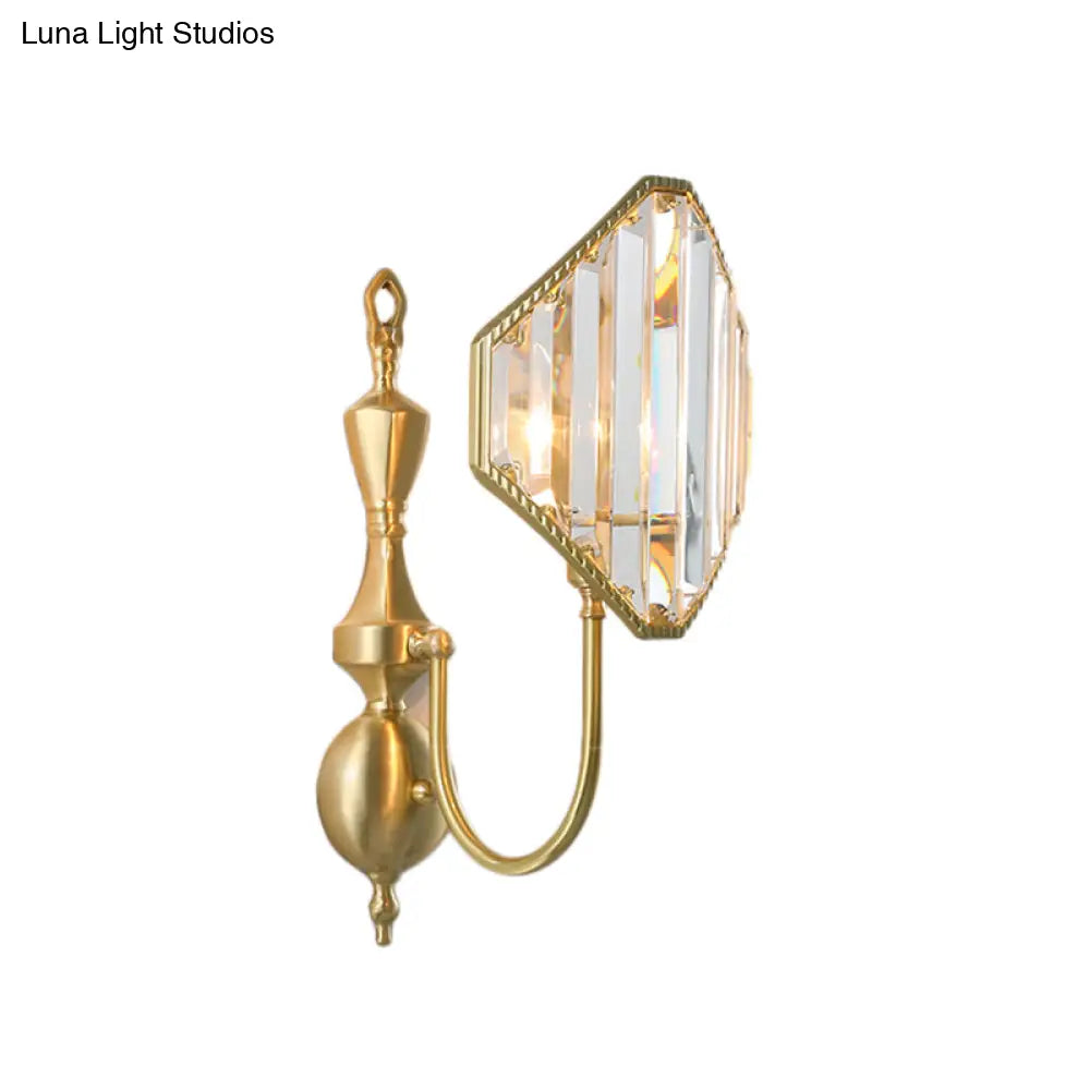 Crystal Prism Wall Mount With Gold Rhombus Shade - Modern Lighting