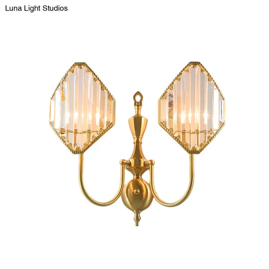 Crystal Prism Wall Mount With Gold Rhombus Shade - Modern Lighting