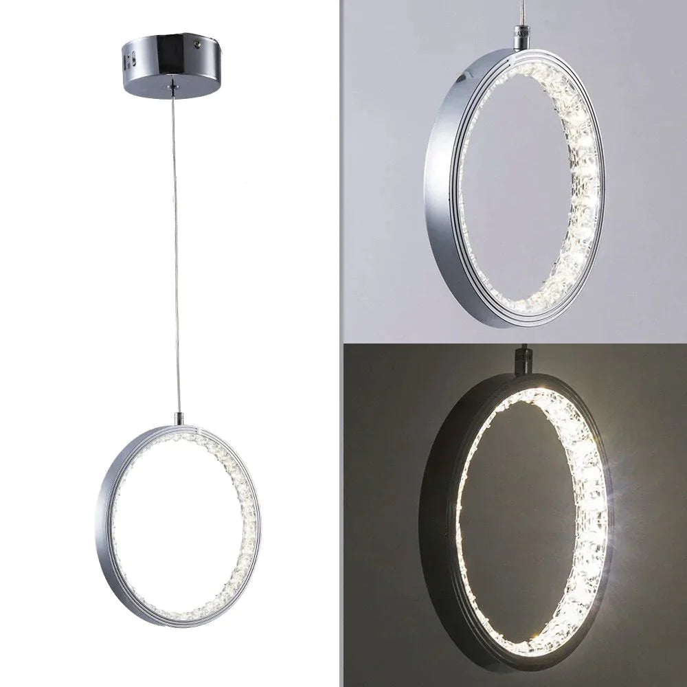 Crystal Rings LED Pendant Light Fixture For Indoor Lamp Lamparas De Techo Surface Mounting Pendant Lamp For Bedroom Dining Room