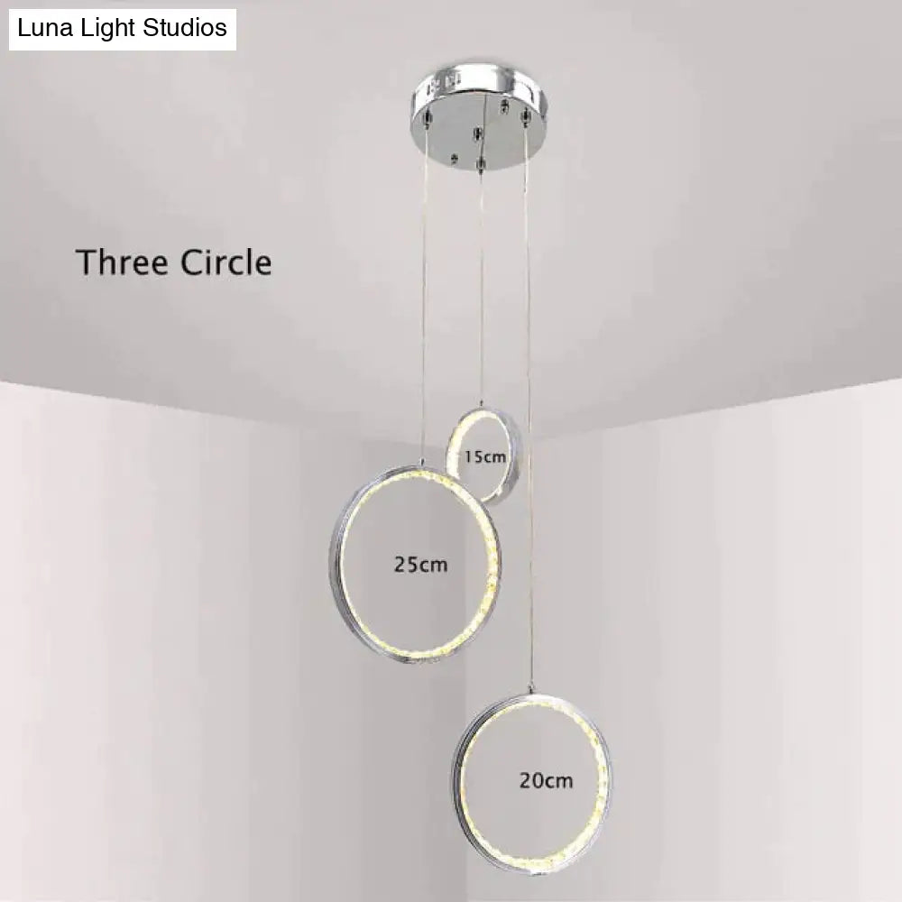 Crystal Rings Led Pendant Light Fixture For Indoor Lamp Lamparas De Techo Surface Mounting Bedroom