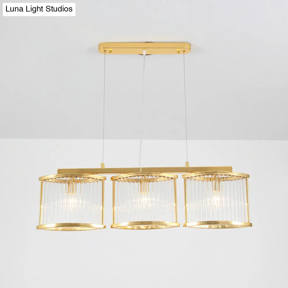 Crystal Rod Island Light - Postmodern Gold Oval Pendant For Dining Room