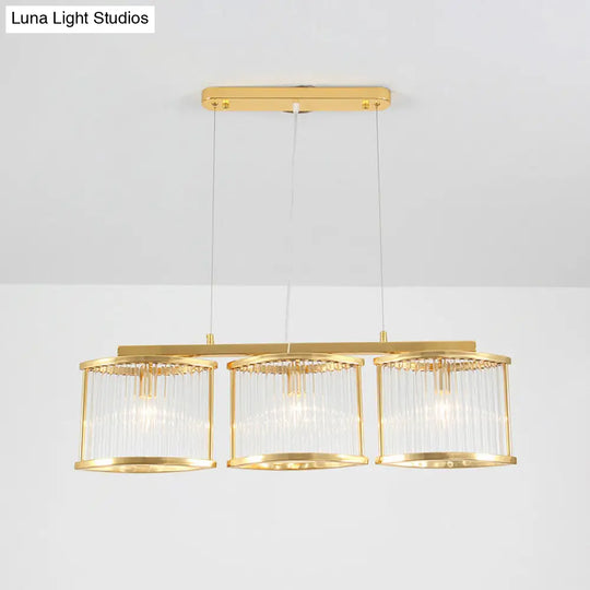 Crystal Rod Island Light - Postmodern Gold Oval Pendant For Dining Room