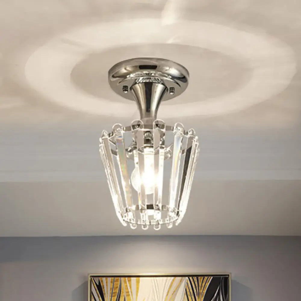 Crystal Semi Flush Mount Ceiling Light In Chrome With Minimalist Design