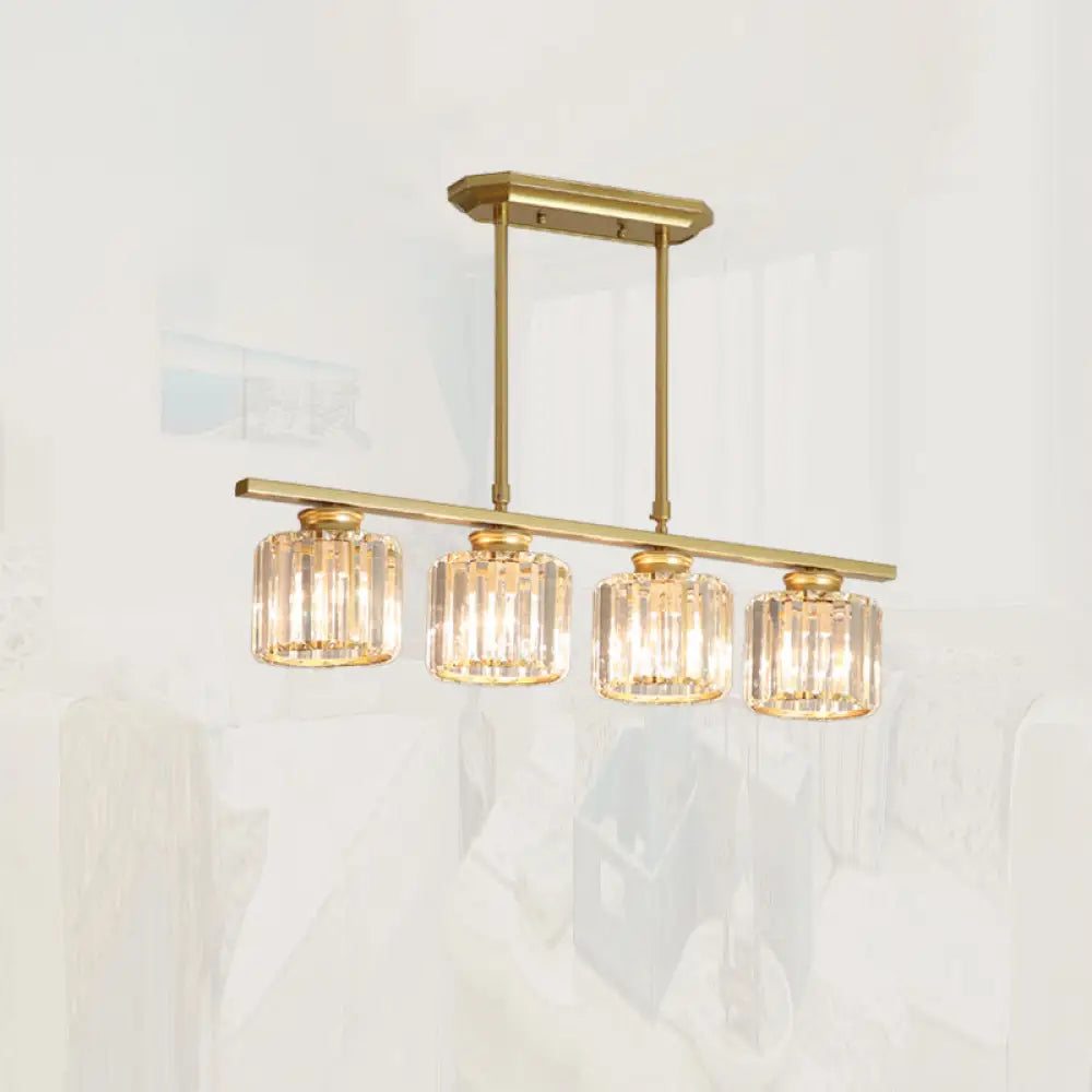 Crystal Shade Ceiling Light For Dining Room Island In Simple Style 4 / Gold