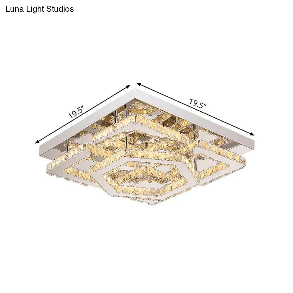 Crystal Shade Led Ceiling Light For Sleeping Room In Warm/White With Chrome Finish