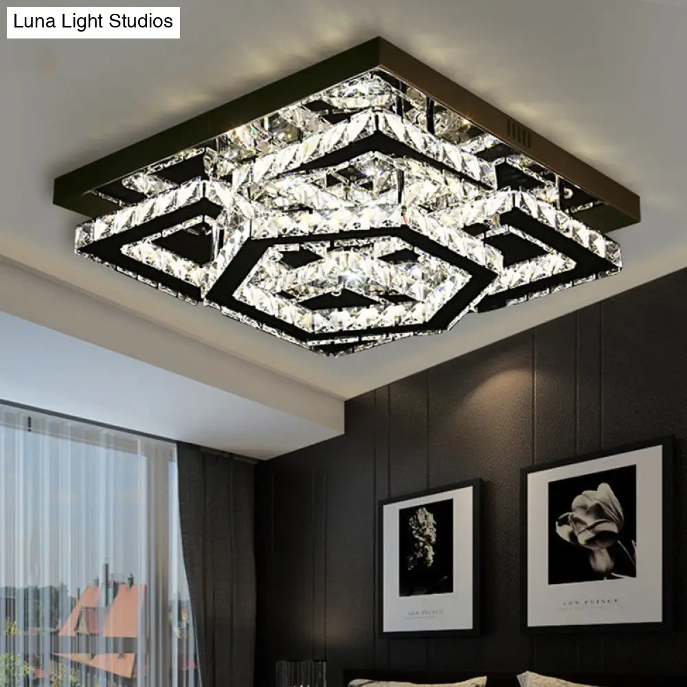 Crystal Shade Led Ceiling Light For Sleeping Room In Warm/White With Chrome Finish