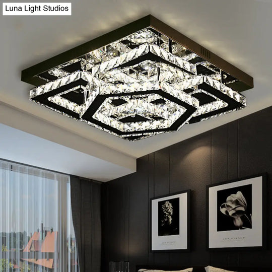 Crystal Shade Led Ceiling Light For Sleeping Room In Warm/White With Chrome Finish