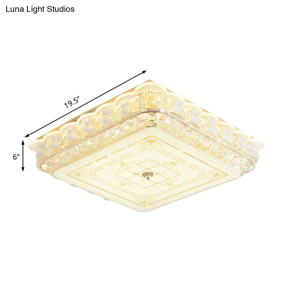 Crystal Shade Led Ceiling Light With Contemporary Gold Finish