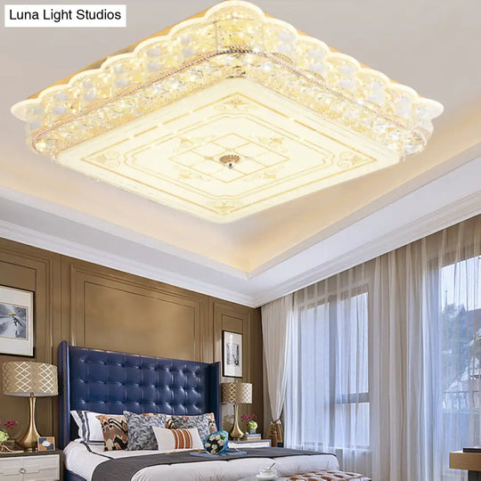 Crystal Shade Led Ceiling Light With Contemporary Gold Finish
