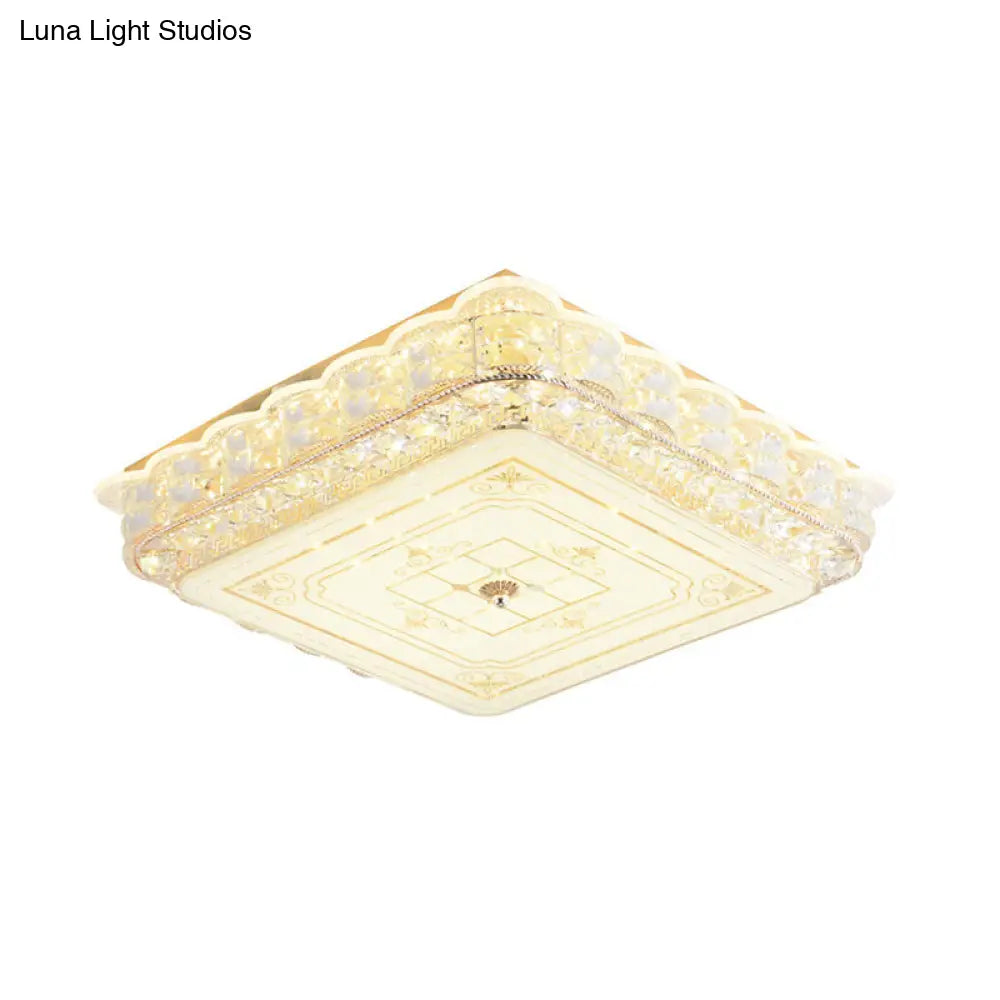 Crystal Shade Led Ceiling Light With Contemporary Gold Finish