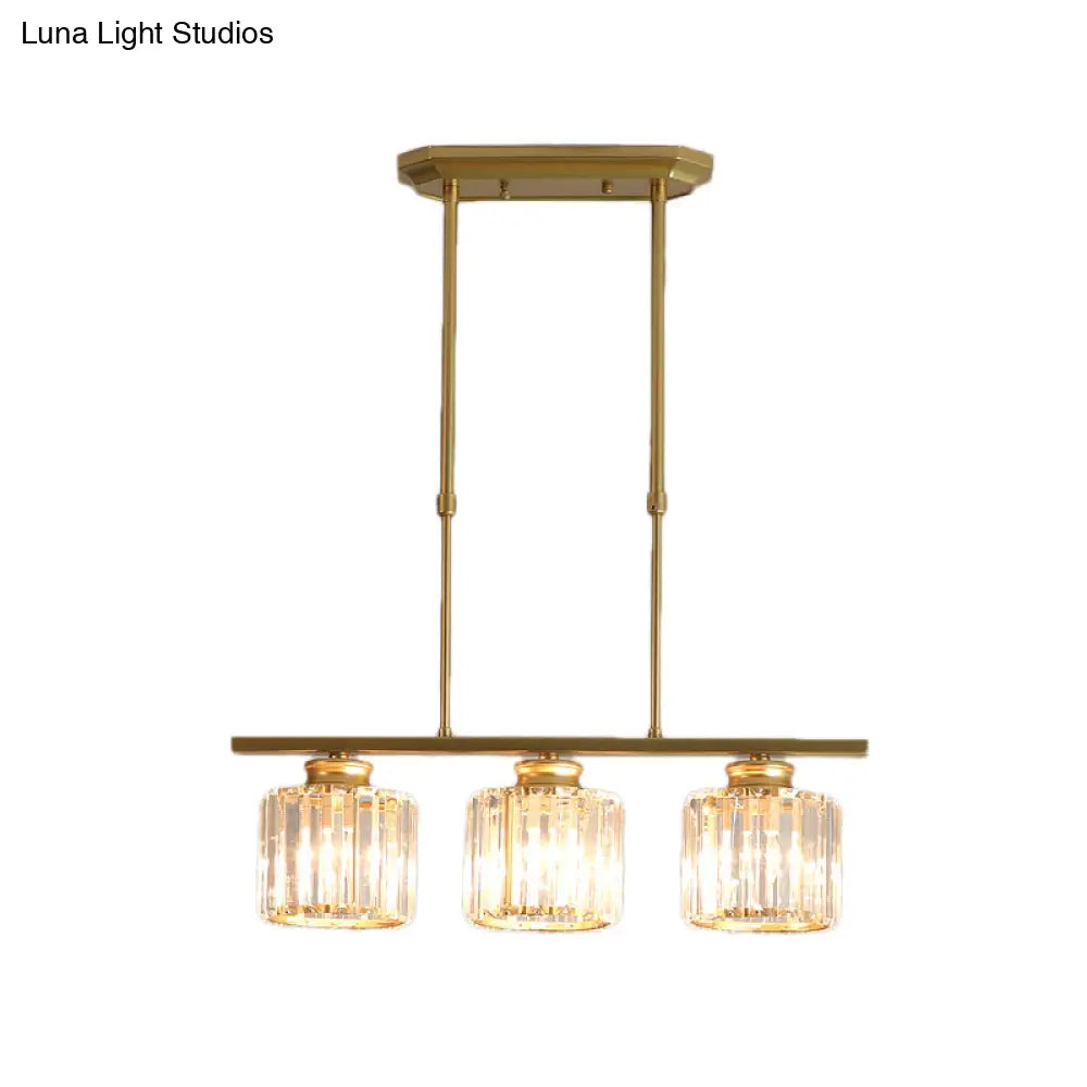 Crystal Shaded Ceiling Pendant Light For Modern Dining Room In Brass