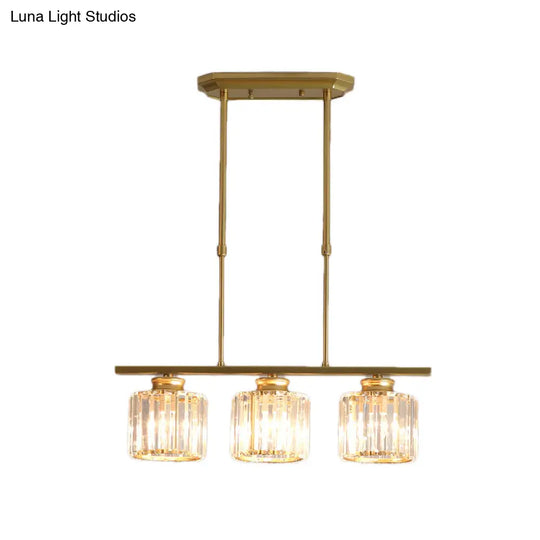 Crystal Shaded Ceiling Pendant Light For Modern Dining Room In Brass