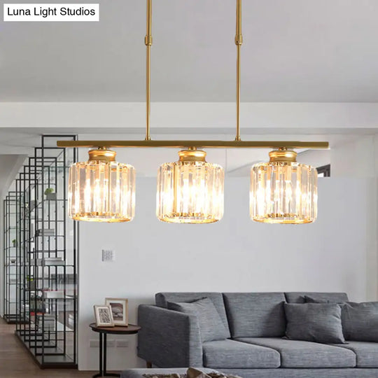 Crystal Shaded Ceiling Pendant Light For Modern Dining Room In Brass